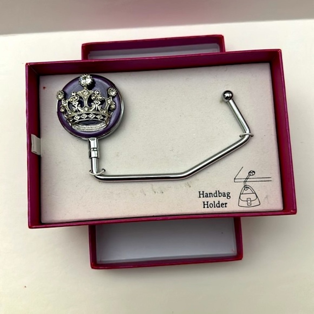 SPRING STREET DESIGNS || Crown Rhinestone Metal Handbag Holder.